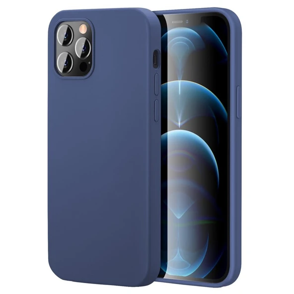 Apple iPhone 13 Pro 6.1'' İnce Mat Silikon Kılıf Lacivert ürün görseli 1