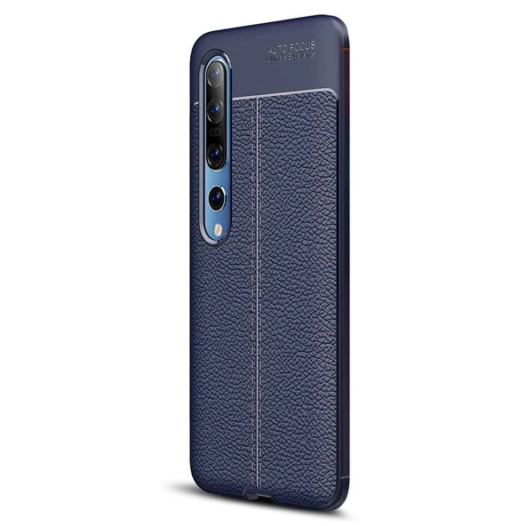 Xiaomi Mi 10 Pro Deri Görünümlü Silikon Lacivert ürün görseli 1