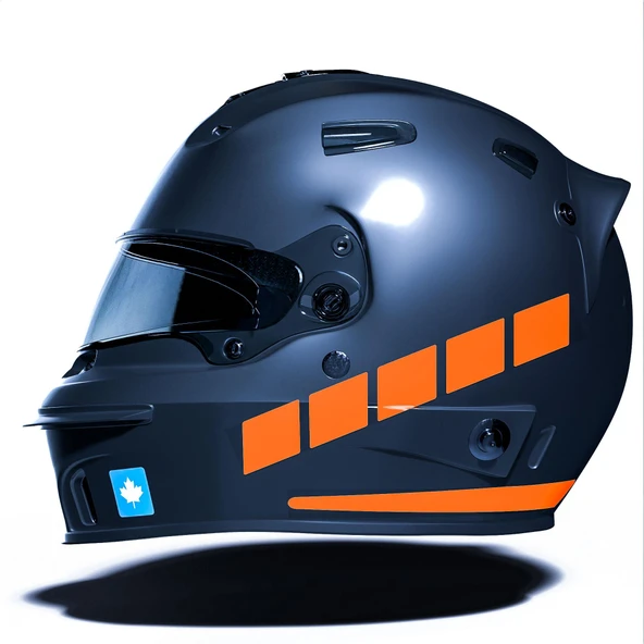 Şerit Tasarımlı Floresan Turuncu Motosiklet Kask Sticker Çınar Extreme ürün görseli 1