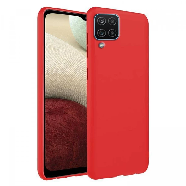 Samsung Galaxy A12 İnce Mat Silikon Kılıf Kırmızı ürün görseli 1