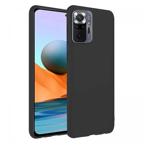 Xiaomi Redmi Note 10 Pro İnce Mat Silikon Kılıf Siyah ürün görseli 1