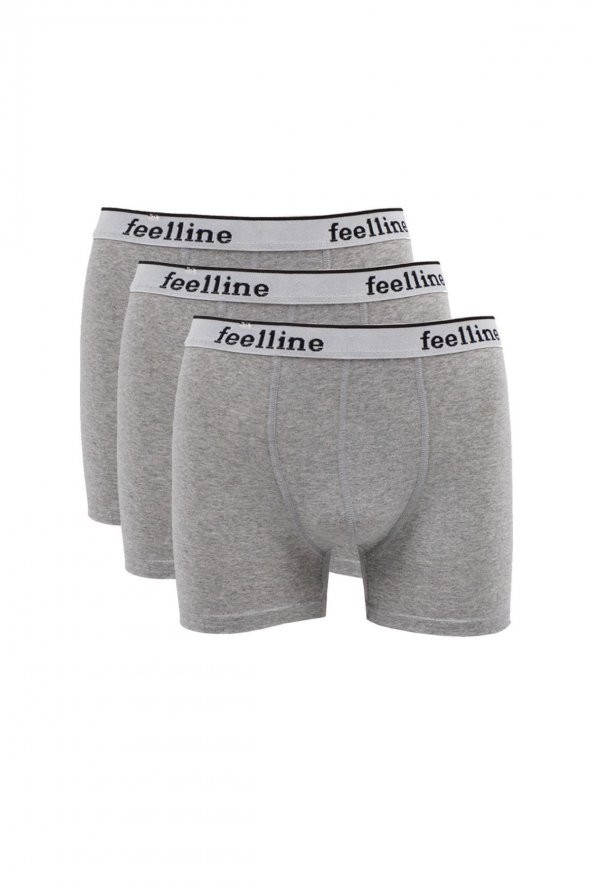 FEELLİNE PAMUK LİKRA SLİM FİT GRİ 3LÜ BOXER SET ürün görseli 1