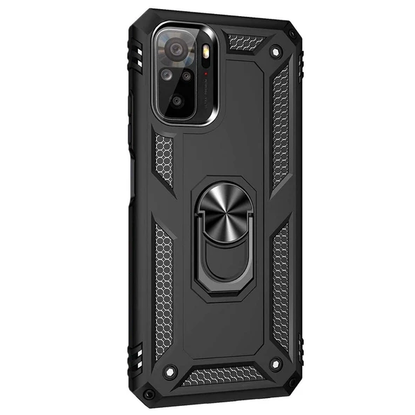 Xiaomi Redmi Note 10 Pro Yüzüklü Tank Kılıf Siyah ürün görseli 1