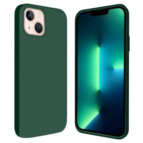 Apple iPhone 13 6.1'' İçi Kadife Silikon Kılıf Haki ürün görseli 1
