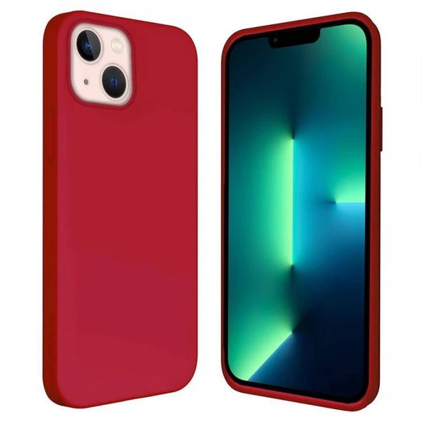 Apple iPhone 13 6.1'' İçi Kadife Silikon Kılıf Kırmızı ürün görseli 1