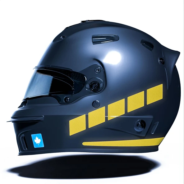 Şerit Tasarımlı Yaldızlı Gold Motosiklet Kask Sticker Çınar Extreme ürün görseli 1