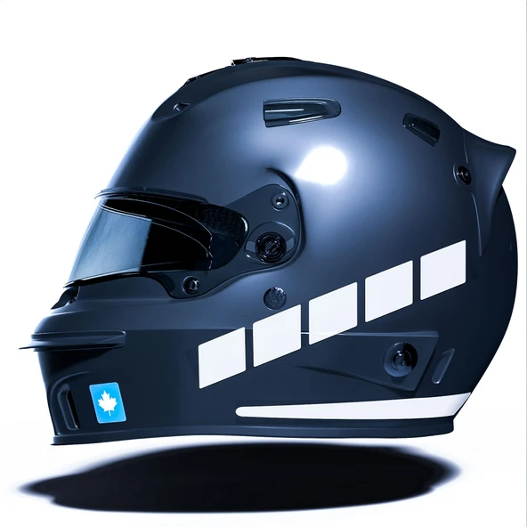 Şerit Tasarımlı Süt Beyaz Motosiklet Kask Sticker Çınar Extreme ürün görseli 1