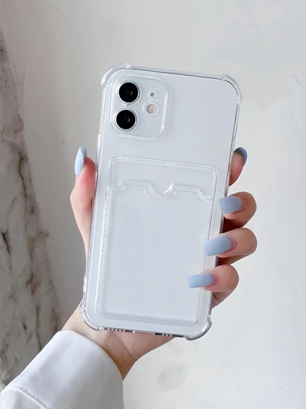 Apple iPhone 12 Transparent Kartlıklı Antişok Kılıf Şeffaf ürün görseli 1