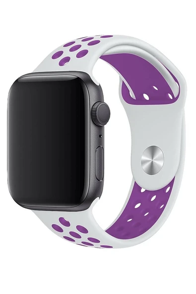 Apple Watch Series SE 40 MM Fileli Kordon Beyaz-Mor - Resim 3