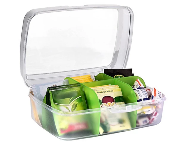 Flosoft Premium Poşet Çay Kutusu, Çok Amaçlı Kapaklı Bölmeli Organizer ürün görseli 1