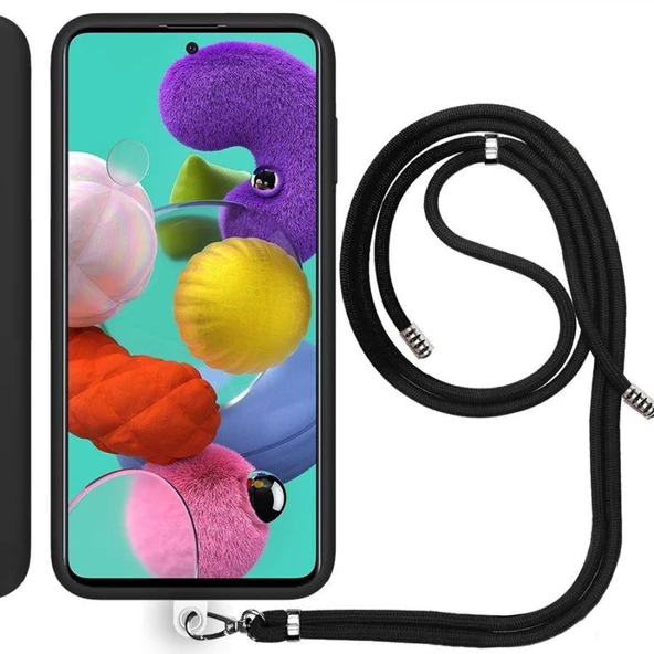 Samsung Galaxy A53 İp Askılı Silikon Kılıf Siyah ürün görseli 1