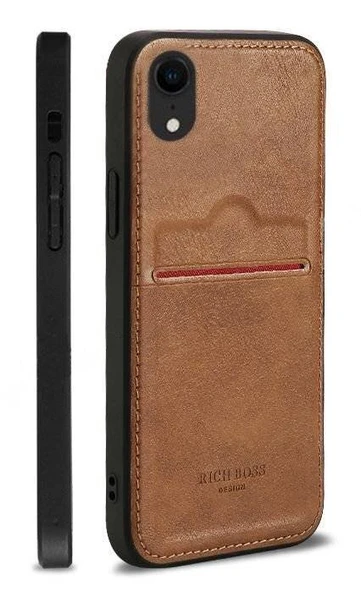 Xiaomi Redmi Note 8 Kartlıklı Rich Boss Lüx Deri Kılıf Açık Kahve ürün görseli 1