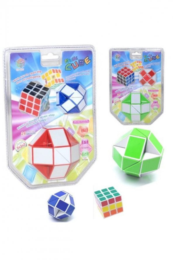 Şekilden Şekile Giren Sihirli Yılan Zeka Küpü Snake Magic Cube Rubik 3 Lü Set ürün görseli 1