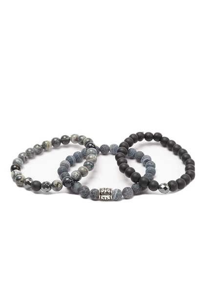 AKİK JASPER HEMATİT ONYX DOĞALTAŞ KOMBİN BİLEKLİK GARANTİLİ KUTULU ürün görseli 1
