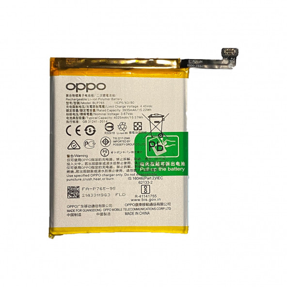 Oppo A91 Batarya Oppo Reno 3 BLP765 Uyumlu Yedek Batarya ürün görseli 1