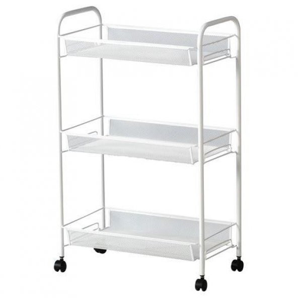 Servis Arabası 3 Katlı Metal Beyaz MeridyenDukkan 26x48x77 cm Banyo-Mutfak Düzenleyici Ünite ürün görseli 1