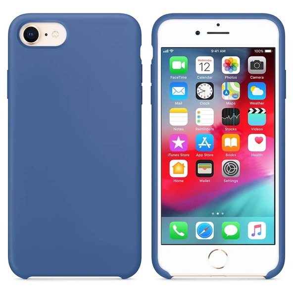 Apple iPhone 8 Altı Açık Liquit Lansman Silikon Menekşe mavisi ürün görseli 1
