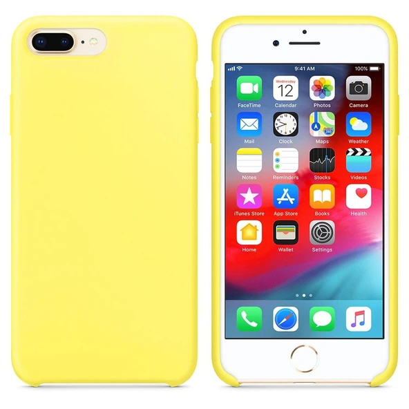 Apple iPhone 8 Plus Altı Açık Liquit Lansman Silikon Limon Sarısı ürün görseli 1
