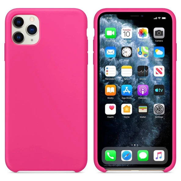 Apple iPhone 11 Pro Max Altı Açık Liquit Lansman Silikon Şeker Pembesi ürün görseli 1