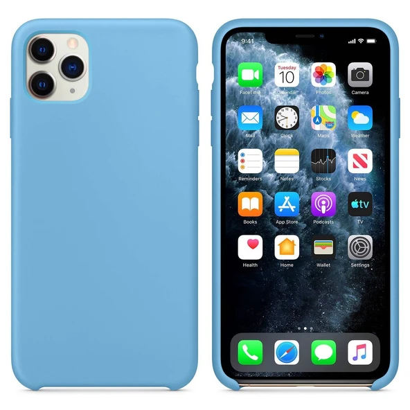 Apple iPhone 11 Pro Max Altı Açık Liquit Lansman Silikon Gök Mavisi ürün görseli 1