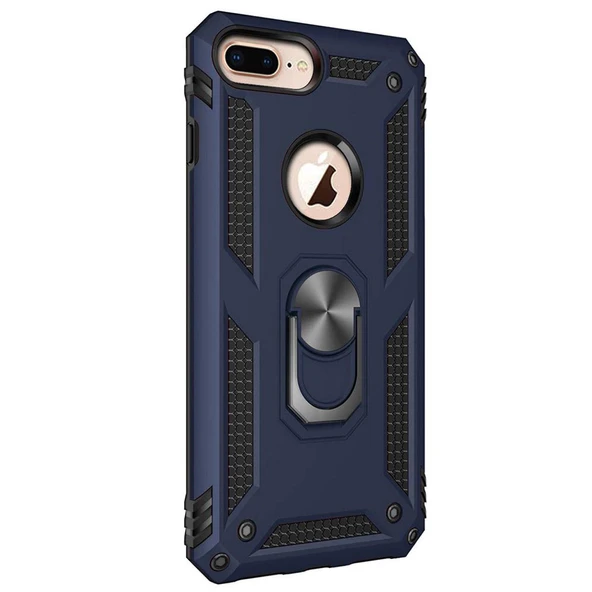 Apple iPhone 7 Plus Yüzüklü Tank Kılıf Lacivert - Resim 2