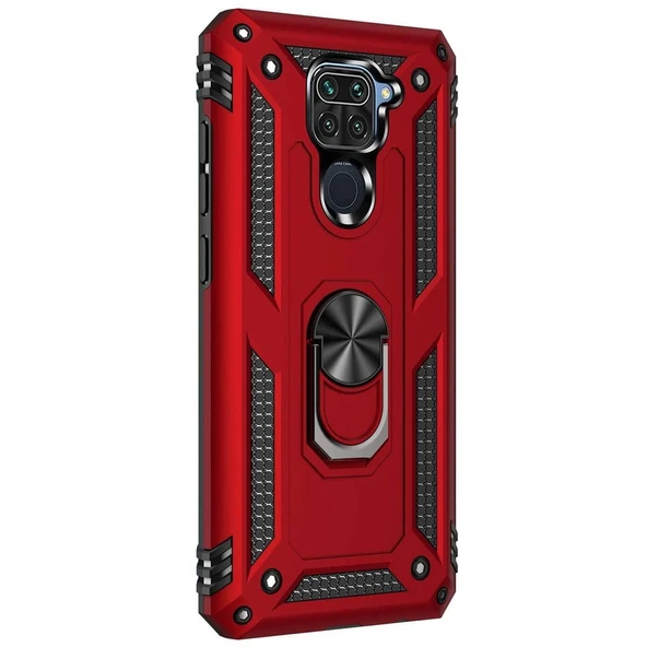 Xiaomi Redmi Note 9 Yüzüklü Tank Kılıf Bordo ürün görseli 1