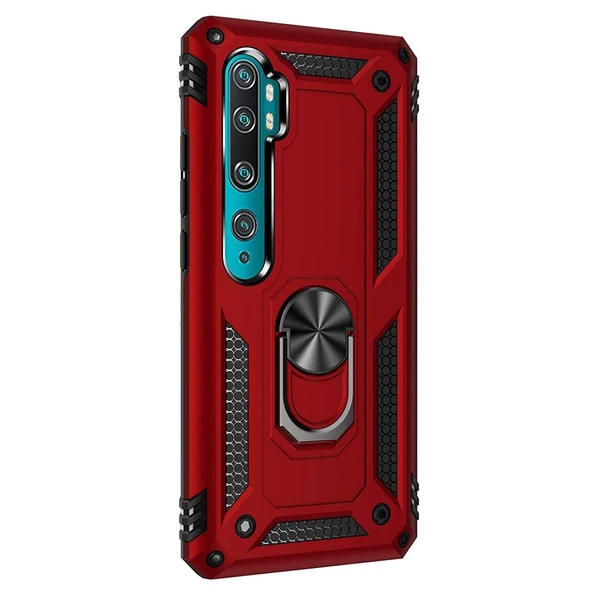 Xiaomi Mi Note 10 Pro Yüzüklü Tank Kılıf Bordo ürün görseli 1