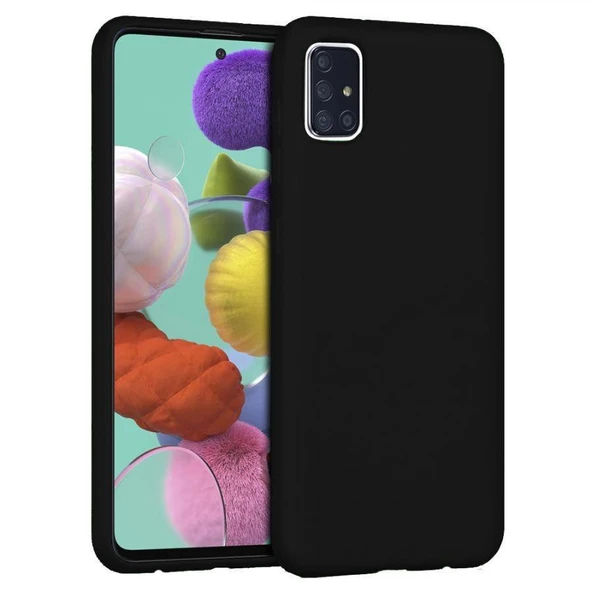 Samsung Galaxy A51 İçi Kadife Silikon Kılıf Siyah ürün görseli 1