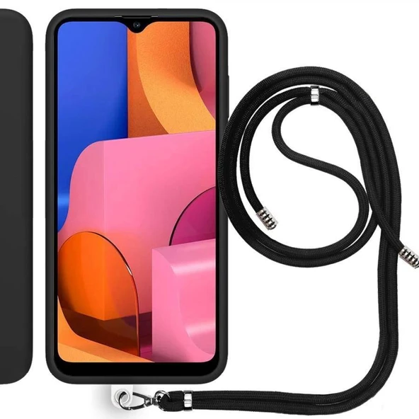 Samsung Galaxy A20S (A207F) İp Askılı Silikon Kılıf Siyah ürün görseli 1