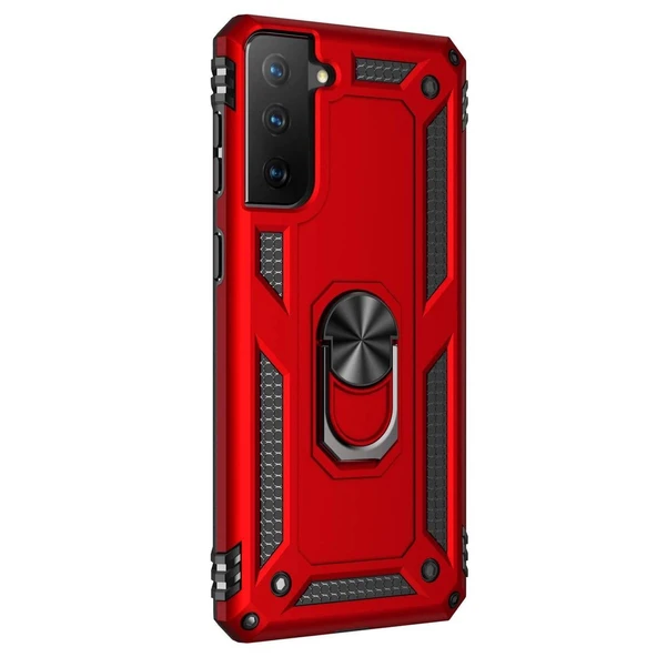Samsung Galaxy S21 Yüzüklü Tank Kılıf Bordo ürün görseli 1