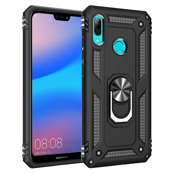 Huawei P20 Lite Yüzüklü Tank Kılıf Siyah ürün görseli 1