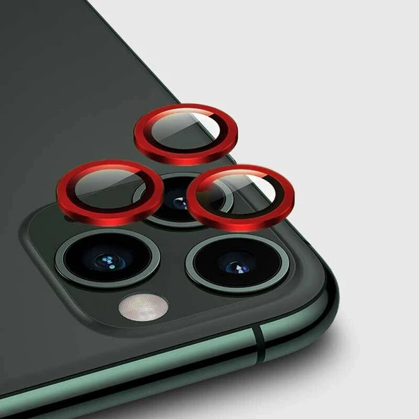 Apple iPhone 12 Pro 6.1'' Metal Çerçeveli Kamera Koruma Lensi Kırmızı ürün görseli 1