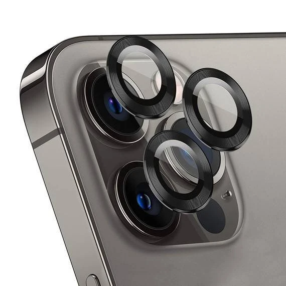 Apple iPhone 14 Pro Max 6.7'' Metal Çerçeveli Kamera Koruma Lensi Siyah ürün görseli 1