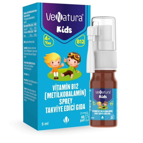 Venatura Kids Vitamin B12 Metilkobalamin 5 ml 60 Puf Sprey ürün görseli 1