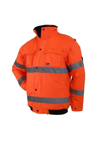 Bestguard Turuncu İşçi Parkası Yüksek Görünümlü Çok Kullanışlı Ceket Mont Kolları Çıkmalı Mont ürün görseli 1