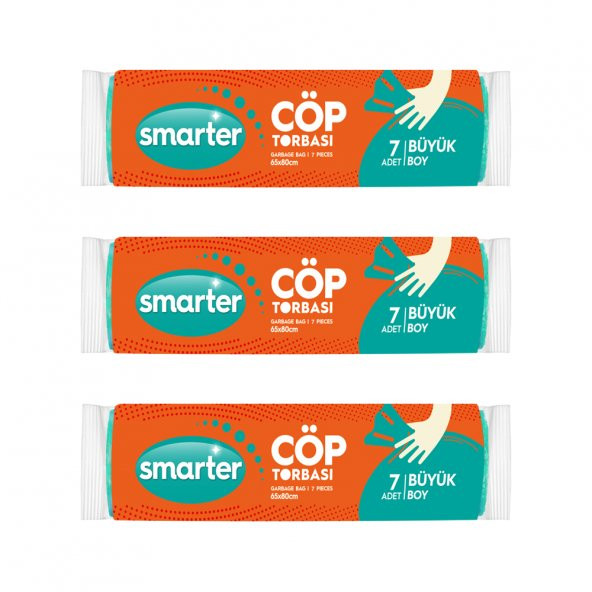 SMARTER 3 LÜ BÜYÜK BOY ÇÖP TORBASI 65x80cm ( ÇÖP POŞETİ ) ürün görseli 1