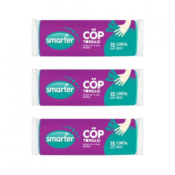 SMARTER 3 LÜ ORTA BOY ÇÖP TORBASI 55x60cm ( ÇÖP POŞETİ ) ürün görseli 1