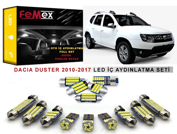 Dacia Duster 2010-2017 LED İç Aydınlatma Ampul Seti FEMEX Parlak Beyaz ürün görseli 1
