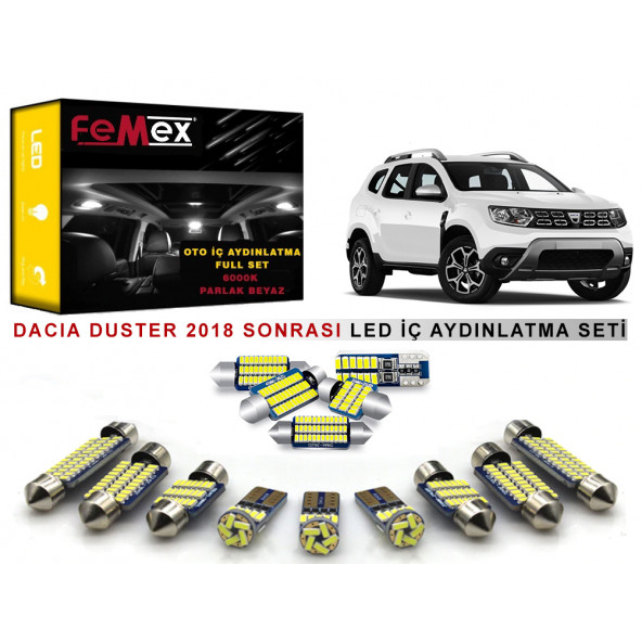 Dacia Duster 2018 Sonrası LED İç Aydınlatma Ampul Seti FEMEX Parlak Beyaz ürün görseli 1