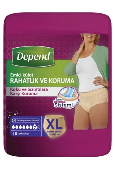 Depend Emici Külot Ekstra Büyük Boy Xl 50-54 Beden 10 Adet (120-150 Cm Bel Ölçüsü) ürün görseli 1