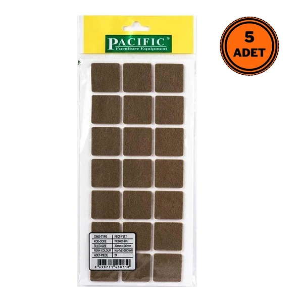 5 Adet Pacific Zemin Koruyucu Yapışkan Kare Keçe 30 mm x 30 mm ürün görseli 1