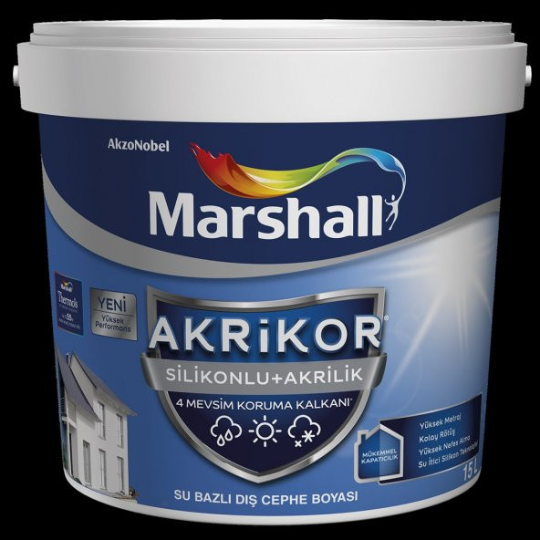 AKRİKOR SİLİKONLU AKRİLİK BM BAZ DIŞ CEPHE BOYASI 7,5 LT ürün görseli 1