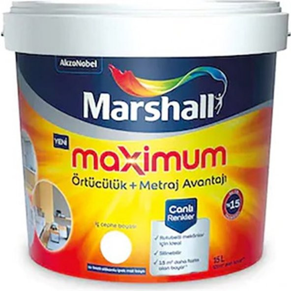 MAXİMUM SİLİKONLU İPEK MAT BM BAZ İÇ CEPHE BOYASI 15 LT ürün görseli 1