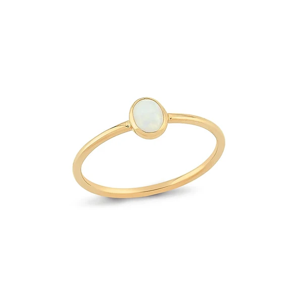 14k Altın Mini Opal Altın Yüzük - Resim 4