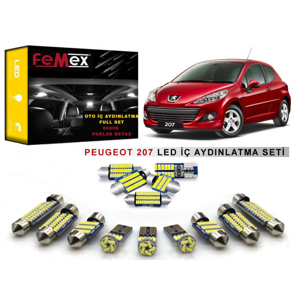 Peugeot 207 LED İç Aydınlatma Ampul Seti FEMEX Parlak Beyaz ürün görseli 1