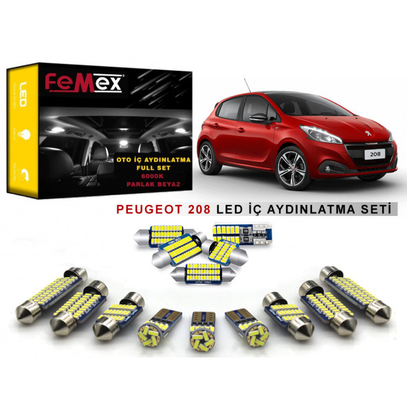 Peugeot 208 LED İç Aydınlatma Ampul Seti FEMEX Parlak Beyaz ürün görseli 1