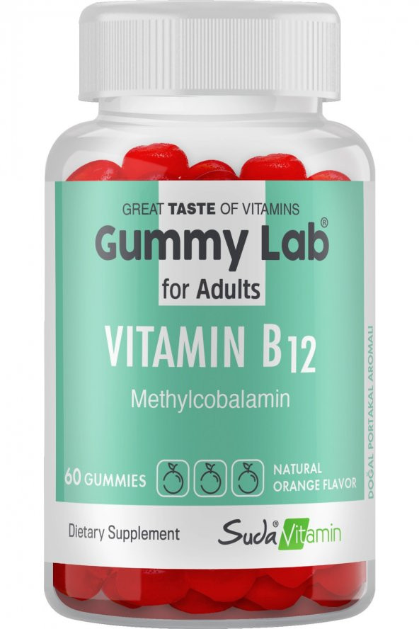 Suda Vitamin Gummy Lab Vitamin B12 For Adults Portakal Aromalı 60 Gummies ürün görseli 1
