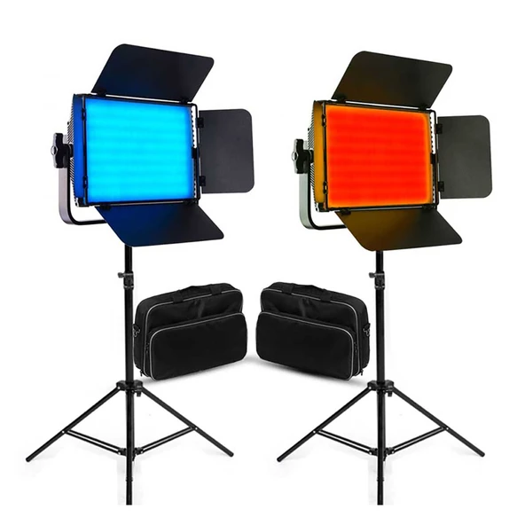 GDX CF-LED 600RGB 2'li LED Işık Seti 3200-5600K Toplam 120W Güç Bi-Color ve RGB Işık Ayaklı Çantalı Set ürün görseli 1