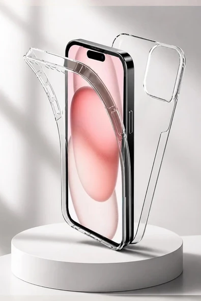 Apple iPhone XS Max Çift Taraflı Silikon Kılıf Şeffaf - Resim 3
