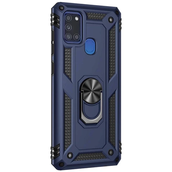 Samsung Galaxy A21S (A217F) Yüzüklü Tank Kılıf Lacivert ürün görseli 1